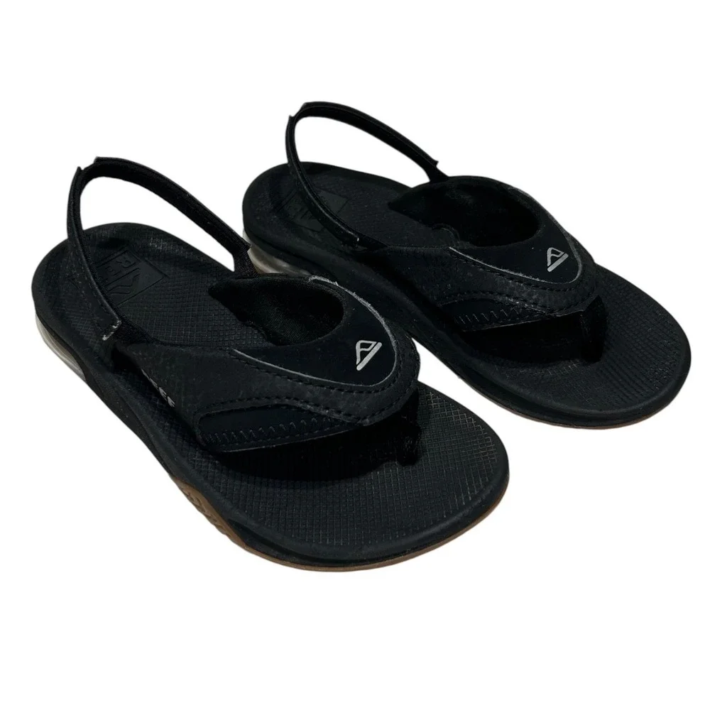 Reef Ahi Black Gum Kids Sandals Flip Flops with Backstrap